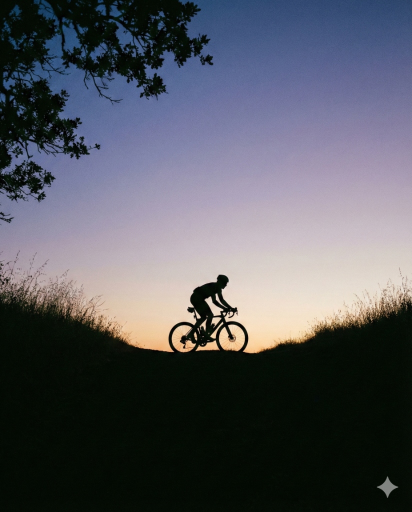 Cyclist silhouette at sunset