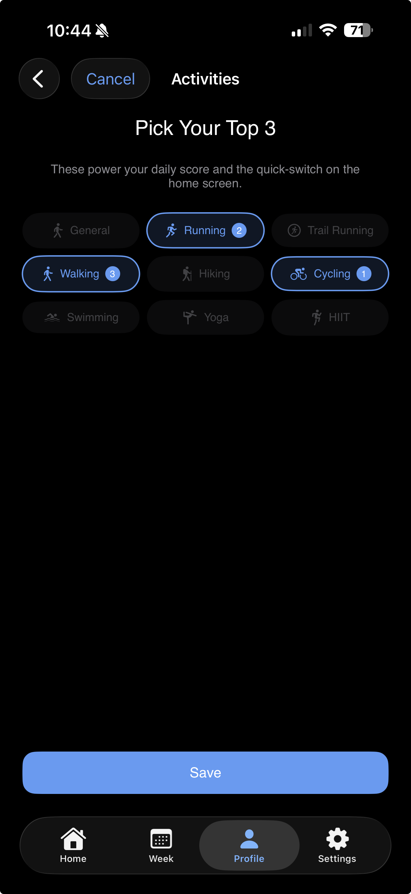 Activity selector